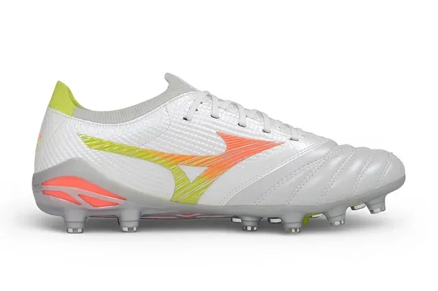 Mizuno White Gray Synthetic Upper Molded Soleplate Firm-Ground Soccer Shoes 14