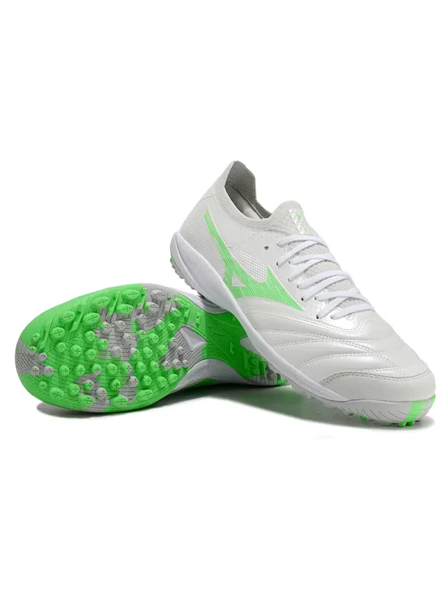 Mizuno White Green Low-Cut Synthetic Upper Turf Soccer Shoes 2