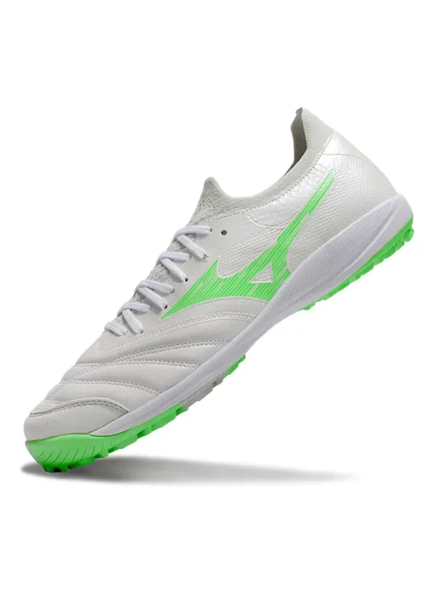 Mizuno White Green Low-Cut Synthetic Upper Turf Soccer Shoes 3
