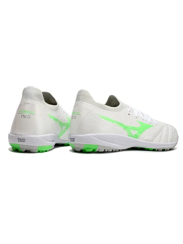 Mizuno White Green Low-Cut Synthetic Upper Turf Soccer Shoes 4