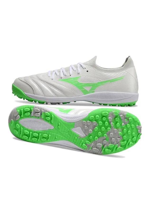 Mizuno White Green Low-Cut Synthetic Upper Turf Soccer Shoes 6