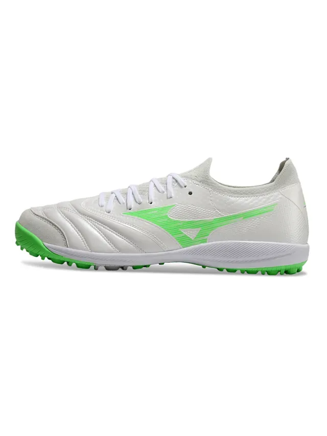 Mizuno White Green Low-Cut Synthetic Upper Turf Soccer Shoes 7