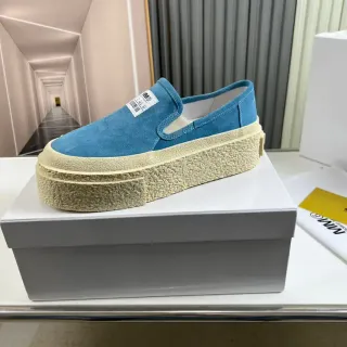 MM6 Maison Margiela Blue Suede Platform Slip-On Lifestyle Sneakers
