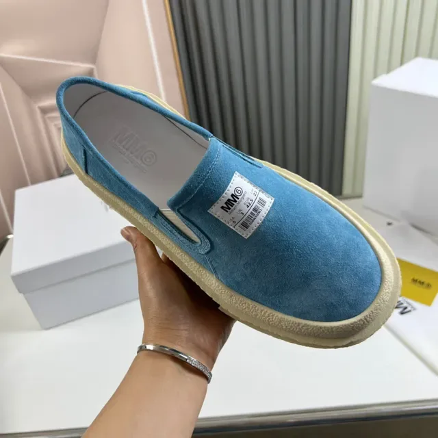 MM6 Maison Margiela Blue Suede Platform Slip-On Lifestyle Sneakers 4