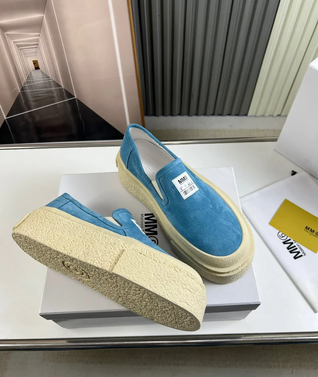 MM6 Maison Margiela Blue Suede Platform Slip-On Lifestyle Sneakers 5