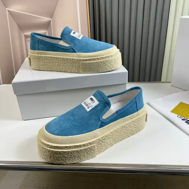 MM6 Maison Margiela Blue Suede Platform Slip-On Lifestyle Sneakers 7