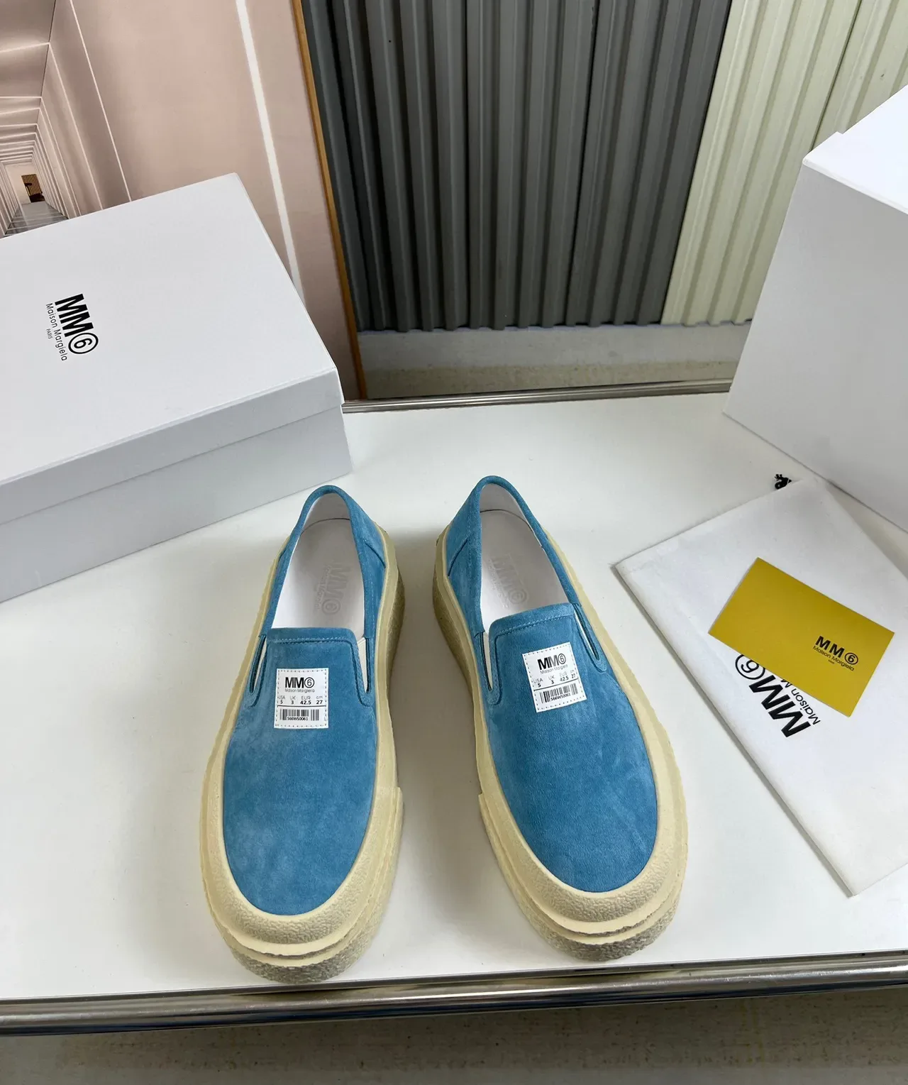 MM6 Maison Margiela Blue Suede Platform Slip-On Lifestyle Sneakers 9