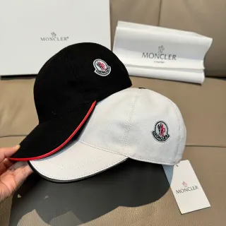 Moncler Black Red Six-Panel Construction Embroidered Logo Baseball Cap