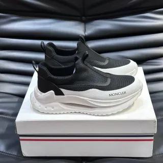 Moncler Black White Slip-On Perforated Mesh Upper Chunky Sneakers