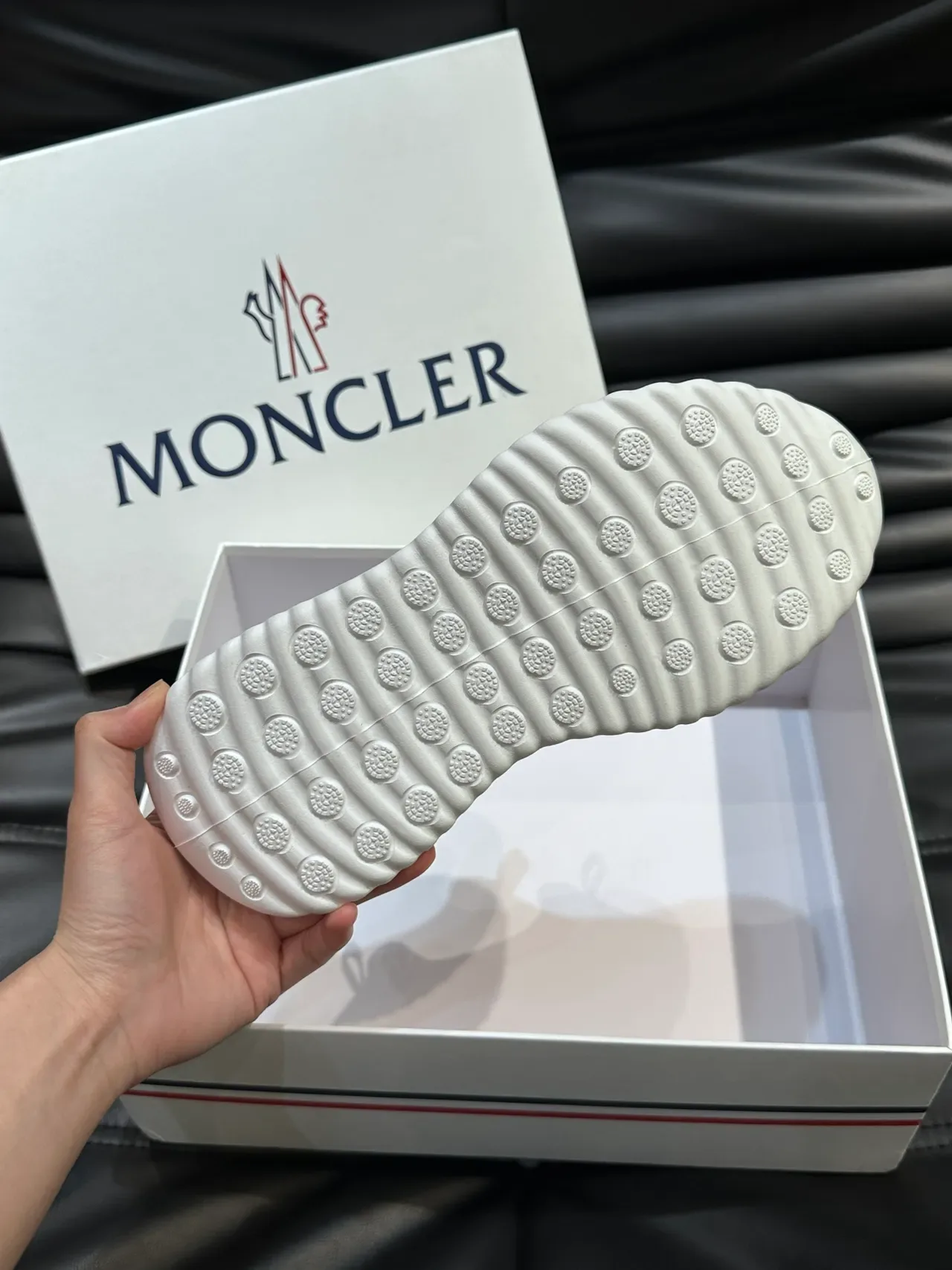 Moncler Black White Slip-On Perforated Mesh Upper Chunky Sneakers 2