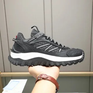 Moncler Black White Technical Mesh Upper Hexagonal Texture Panels Lifestyle Sneakers