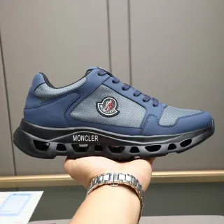 Moncler Lifestyle Sneaker Navy Gray Mesh-Synthetic Upper Perforated Black Midsole Lifestyle Sneakers