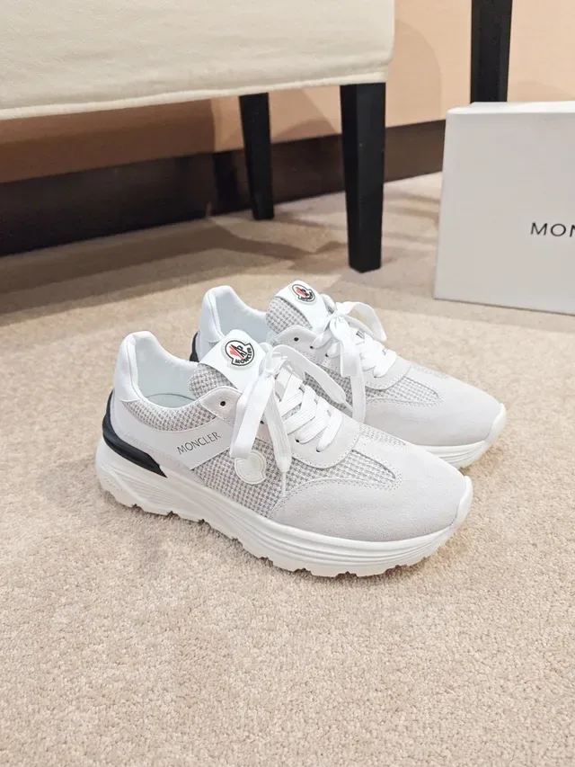 Moncler Lifestyle Sneaker White and Gray Mixed-Material Sneakers 4
