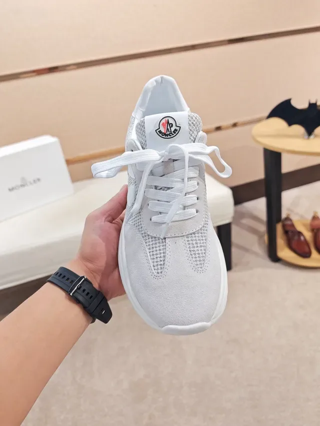 Moncler Lifestyle Sneaker White and Gray Mixed-Material Sneakers 5