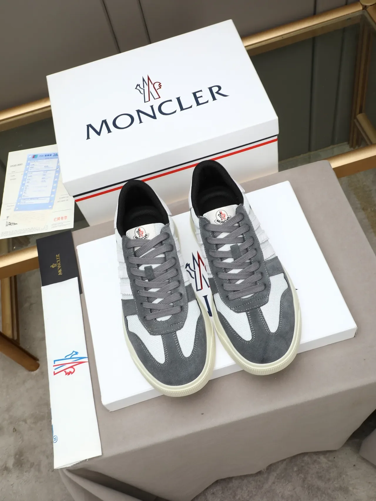 Moncler Suede and Mesh Panelled Platform Sneaker 2
