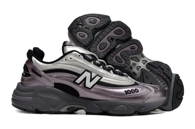 New Balance 1000 Tênis Chunky Metálicos Roxo Prata 4