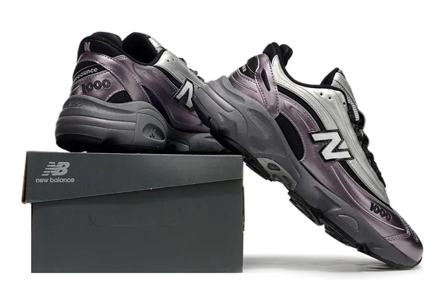 New Balance 1000 Tênis Chunky Metálicos Roxo Prata 6