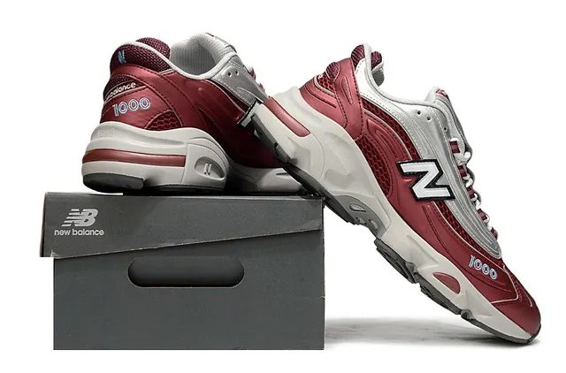 New Balance 1000 حذاء رياضي أحمر وفضي سميك 6