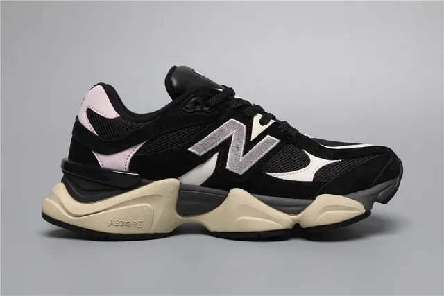 New Balance 9060 preto branco rosa tênis lifestyle 8