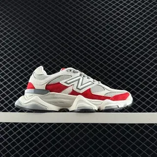 New Balance 9060 White Red Gray Chunky Sneakers