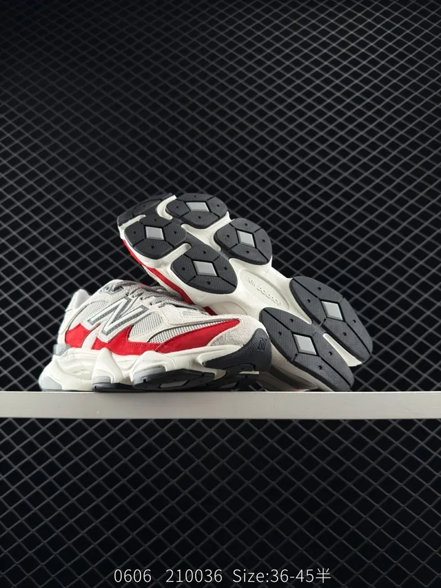New Balance 9060 Chaussures chunky blanches rouges grises 5