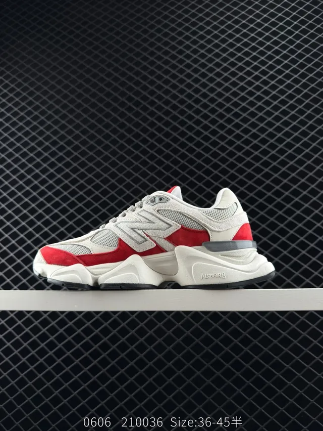 New Balance 9060 Chaussures chunky blanches rouges grises 6