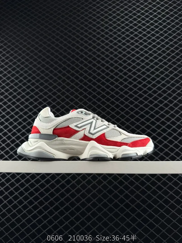 New Balance 9060 Chaussures chunky blanches rouges grises 7