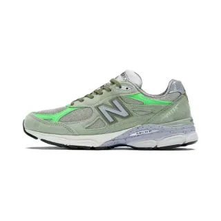 New Balance 990 Green White Layered Suede And Mesh Upper Neon Accent Panels Lifestyle Sneakers