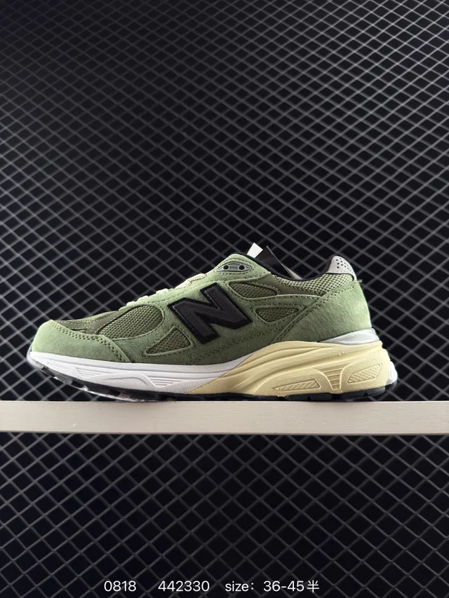 New Balance 990 Baskets Chunky Vert Olive Daim et Maille 5