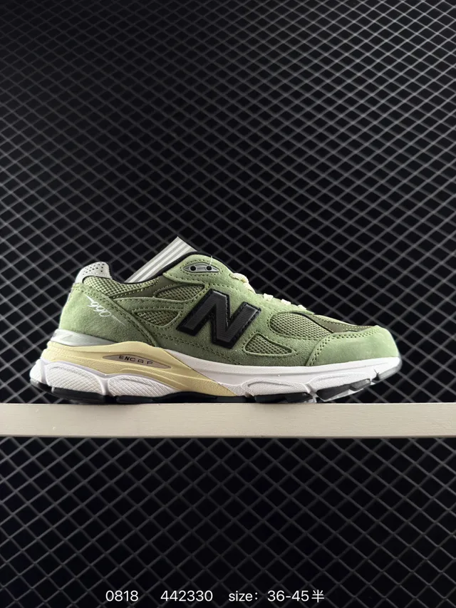 New Balance 990 Baskets Chunky Vert Olive Daim et Maille 6