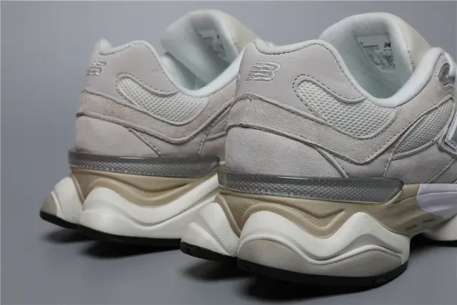 New Balance حذاء أسلوب حياة بيجي رمادي وسط حذاء سميك علوة شبكية وجلد ناعم هجينة 2