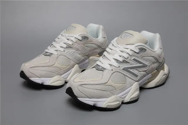 New Balance حذاء أسلوب حياة بيجي رمادي وسط حذاء سميك علوة شبكية وجلد ناعم هجينة 5