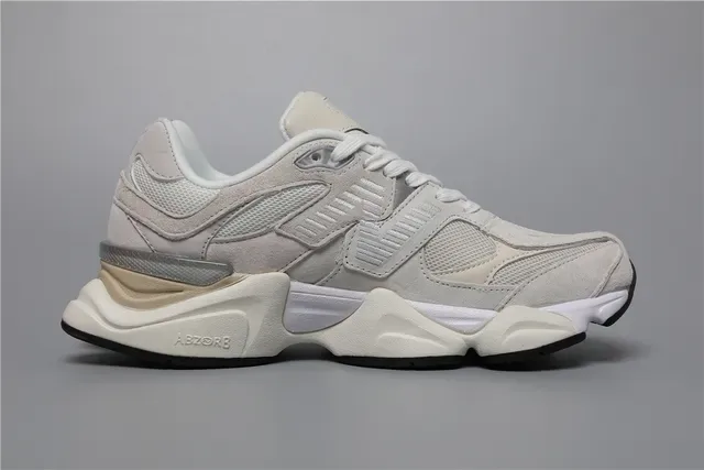 New Balance حذاء أسلوب حياة بيجي رمادي وسط حذاء سميك علوة شبكية وجلد ناعم هجينة 8
