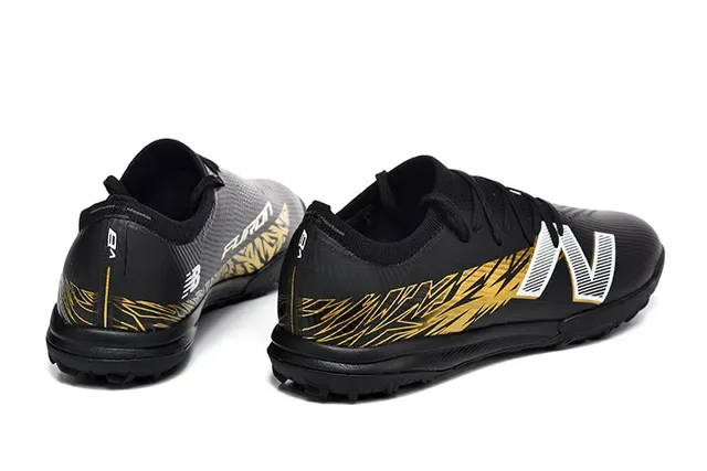 New Balance Black Gold Low-Cut Synthetic Upper Graphic Stripe Sneakers 2
