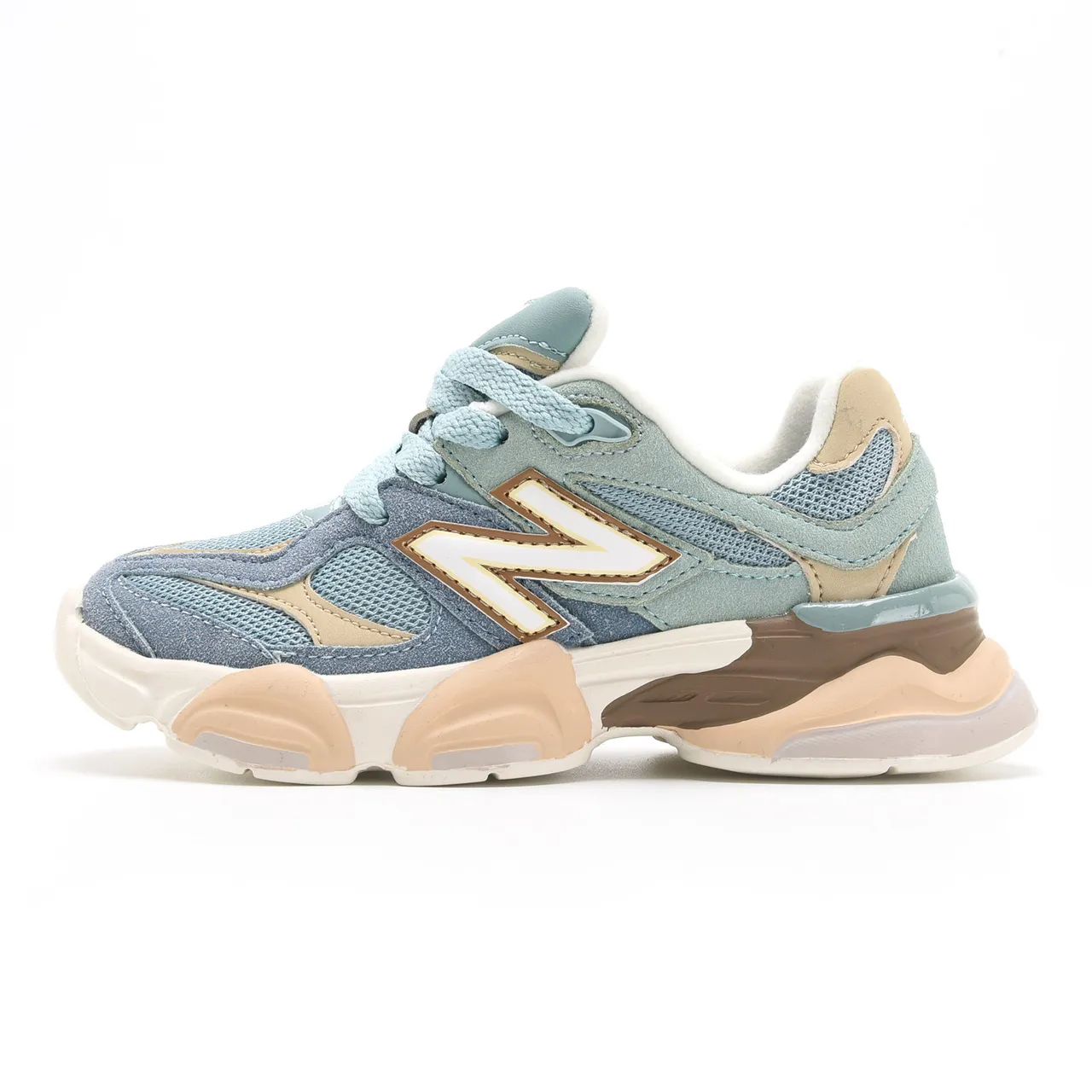 New Balance Blue Beige Multi-Layered Sole Oversized N Logo Chunky Sneakers 4
