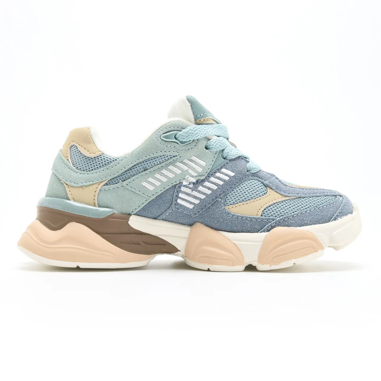 New Balance Blue Beige Multi-Layered Sole Oversized N Logo Chunky Sneakers 5