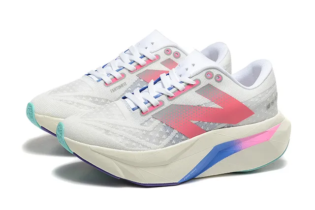 New Balance FuelCell White Pink Engineered Mesh Upper Gradient N Logo Running Shoes 3