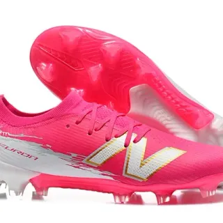 New Balance Furon Pink White Knit Upper Molded Conical Studs Firm-Ground Soccer Shoes