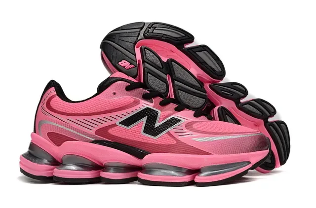 New Balance Pink Black Segmented Transparent Cushioning Mesh And Synthetic Overlay Upper Lifestyle Sneakers 4