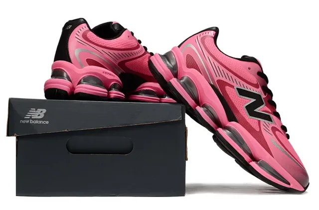 New Balance Pink Black Segmented Transparent Cushioning Mesh And Synthetic Overlay Upper Lifestyle Sneakers 6