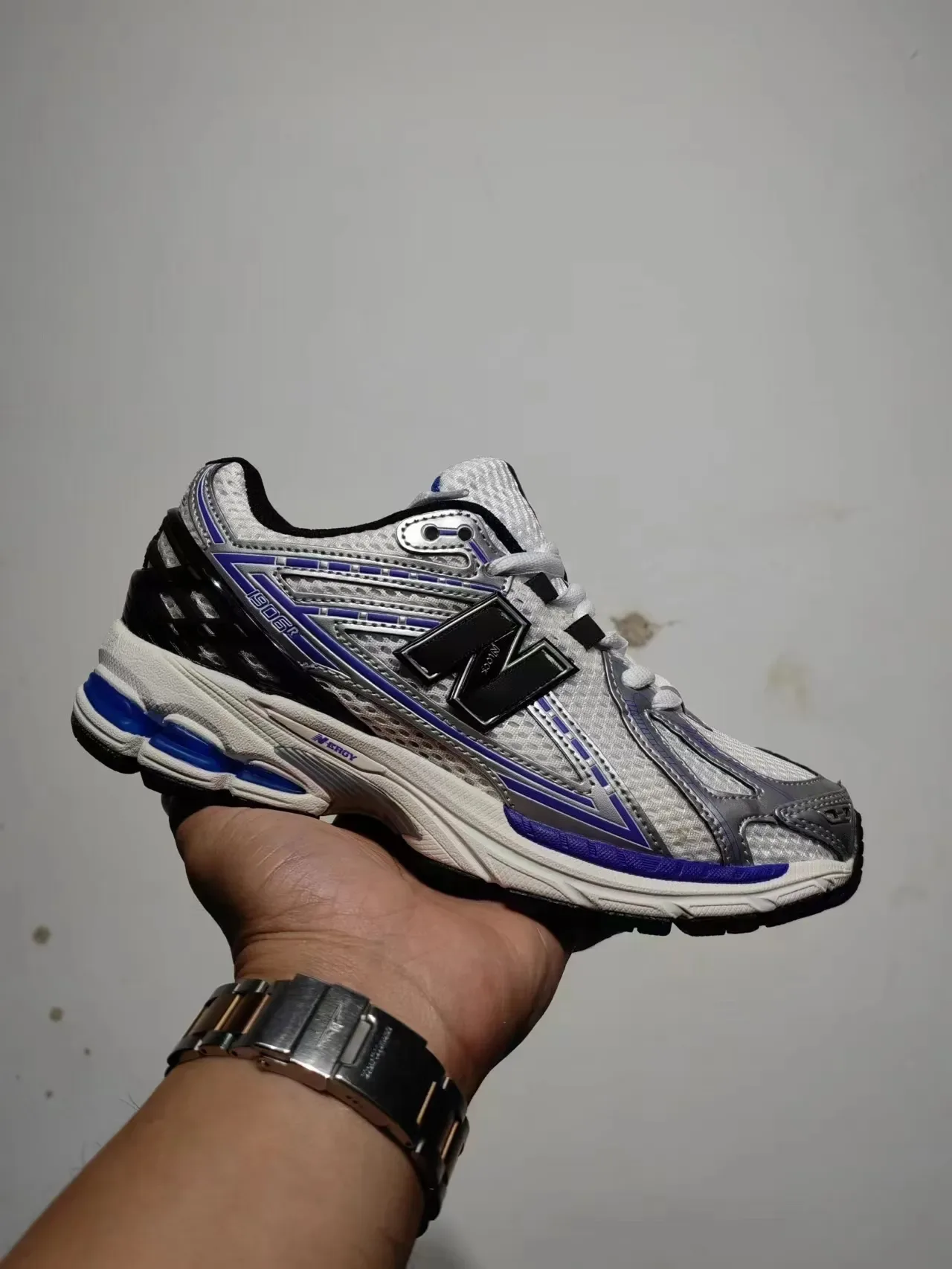 New Balance Branco Azul Malha E Sintético Superposição Construção Listras Accent Bold Lifestyle Sneakers 2