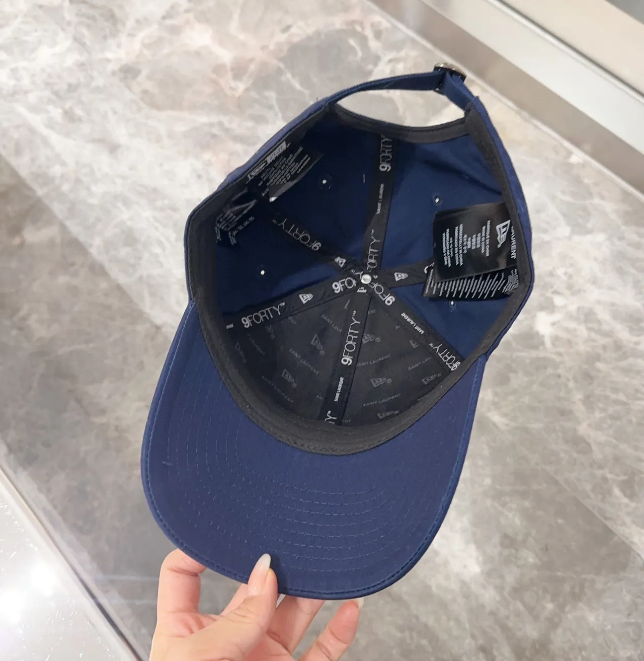 New Era 9FIFTY Snapback Navy Blue Embroidered Monogram Baseball Cap 4