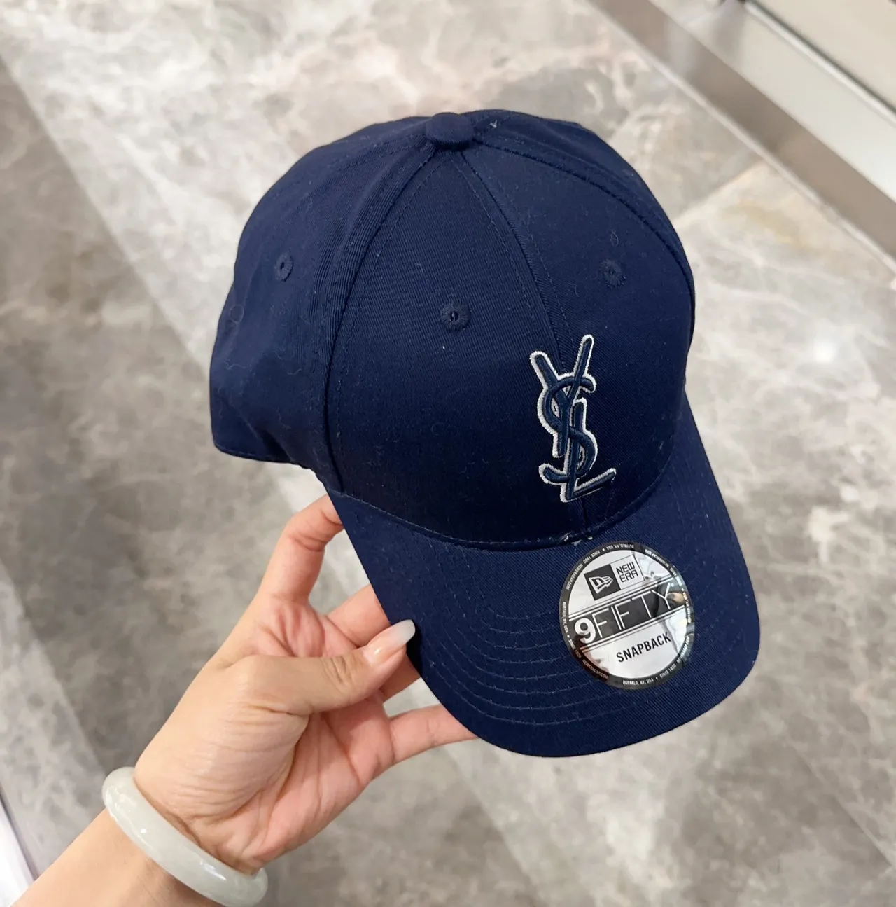 New Era 9FIFTY Snapback Navy Blue Embroidered Monogram Baseball Cap 9