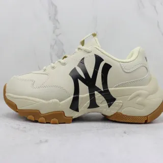 New Era Beige Black Sole Leather-and-Mesh Upper Chunky Sneakers