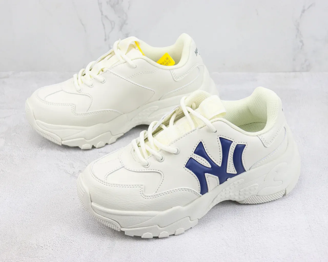 New Era White Navy Chunky Sculpted Sole Oversized Interlocking Logo Sneakers 4
