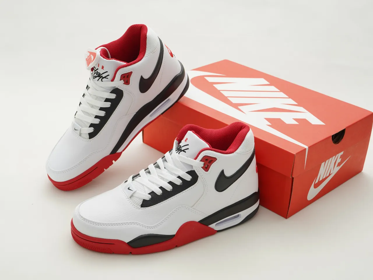 Nike Air Flight 89 White Black Red Basketball Shoes 4
