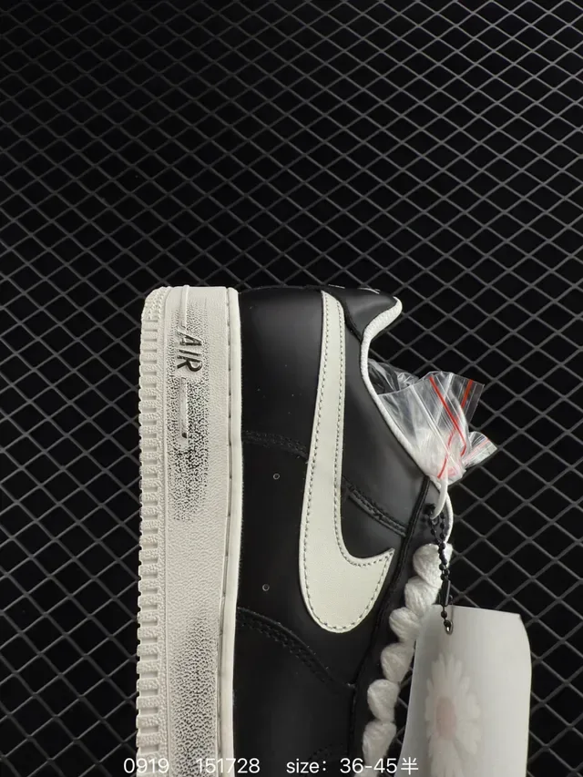 Nike Air Force 1 Black and Off-White Lifestyle Sneakers 5
