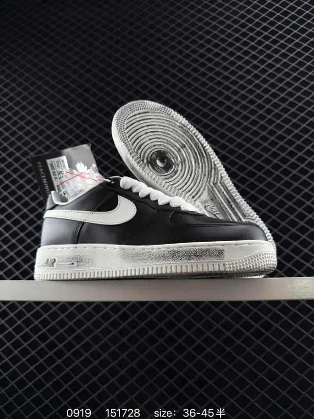 Nike Air Force 1 Black and Off-White Lifestyle Sneakers 6