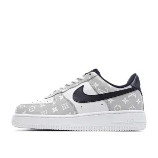 Nike Air Force 1 Gray Monogram Print Lifestyle Sneakers