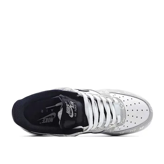 Nike Air Force 1 Gray Monogram Print Lifestyle Sneakers 3
